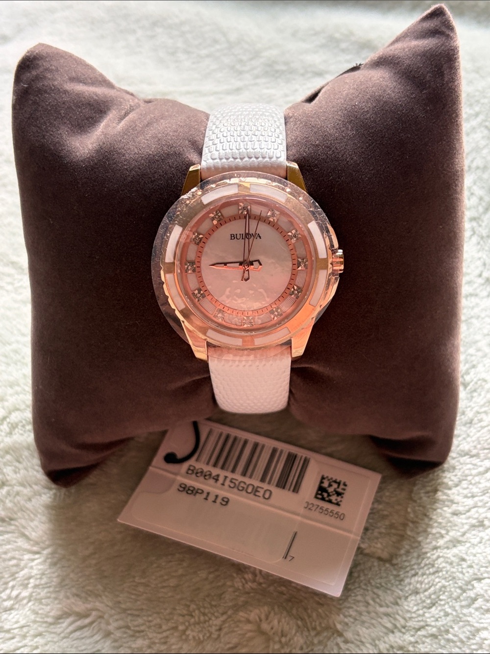 Bulova Rose Gold and White Crystal Accent Women’s Watch